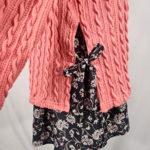 Suzanne Betro Women's Cable Knit Mixed Media Sweater Womens  1X Pink Blue - Picture 3 of 9